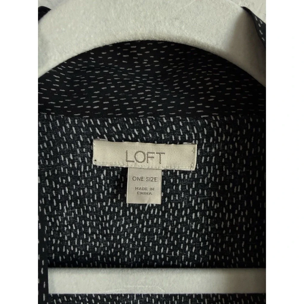 Loft Black Cardigan Women's One Size Dot Print Open‎ Front Slouchy Batwing Boho